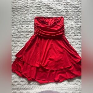 Strapless Red Layered Dress